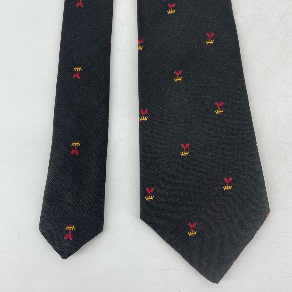 Ryder & Amies Mens Neck Tie Black, Rooster crown Cambridge England All Silk